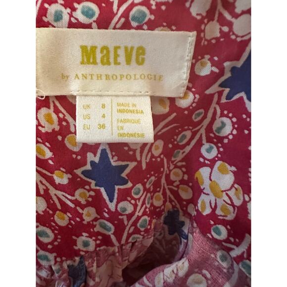 Maeve Anthropologie Marisol Ruffle Blouse, 100% Viscose, Size 4, Floral Star - Picture 5 of 5